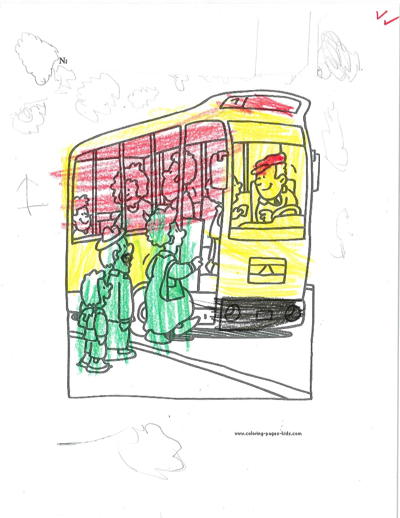 Coloring book page in yellow red and green