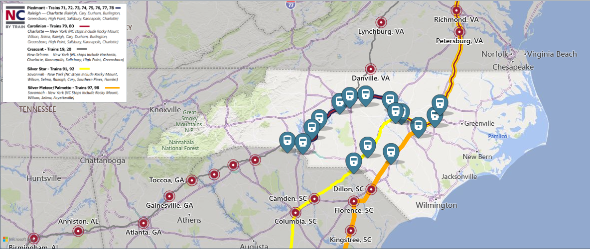 NC by Rail Map